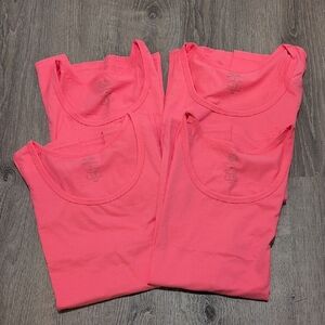 Lot of Fruit of the Loom Men's Neon Pink Tank Tops Medium